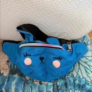 Kids Blue Bunny Waist Bag with Pink Cheeks